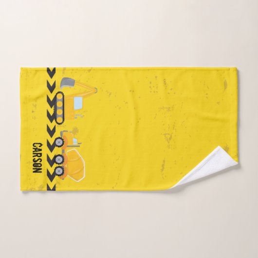 Kinder constructievoertuigen Aangepaste gele borde Bad Handdoek (Handdoek)