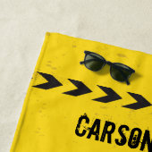 Kinder constructievoertuigen Aangepaste gele borde Strandlaken (In situ)