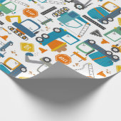 Kinder constructievoertuigen cadeaupapier (Hoek)