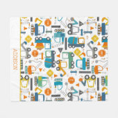 Kinder constructievoertuigen met stationair gepers fleece deken (Voorkant (Horizontaal))