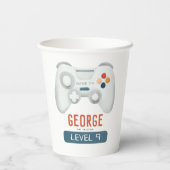 Kinder Cool Blue Gaming Verjaardag Papieren Bekers (Achterkant)