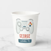 Kinder Cool Blue Gaming Verjaardag Papieren Bekers (Voorkant)