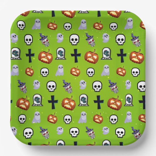 Kinder Cool Halloween Theme Party Borden Papieren Bordje (Voorkant)