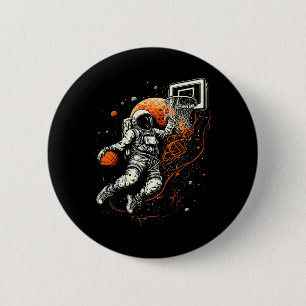 Kinder Cool Space Basketbal met Astronaut Ronde Button 5,7 Cm