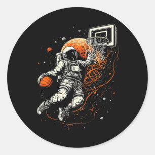 Kinder Cool Space Basketbal met Astronaut Ronde Sticker