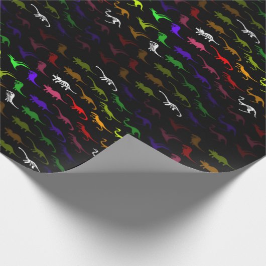 Kinder coole regenboogkleurige schattige dinosauru cadeaupapier (Hoek)