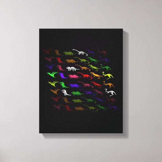 Kinder coole regenboogkleurige schattige dinosauru canvas afdruk (Voorkant)