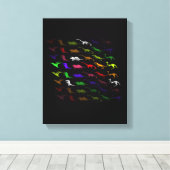 Kinder coole regenboogkleurige schattige dinosauru canvas afdruk (Insitu (Houten vloer))
