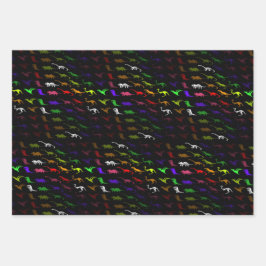 Kinder coole regenboogkleurige schattige dinosauru inpakpapier vel