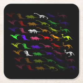 Kinder coole regenboogkleurige schattige dinosauru kartonnen onderzetters