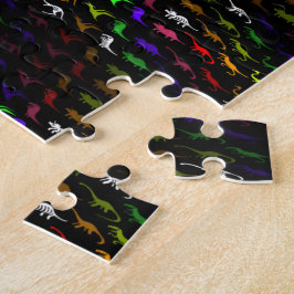 Kinder coole regenboogkleurige schattige dinosauru legpuzzel
