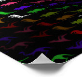 Kinder coole regenboogkleurige schattige dinosauru poster (Hoek)