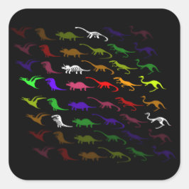 Kinder coole regenboogkleurige schattige dinosauru vierkante sticker