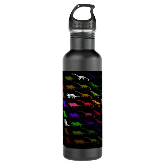 Kinder coole regenboogkleurige schattige dinosauru waterfles  (Voorkant)