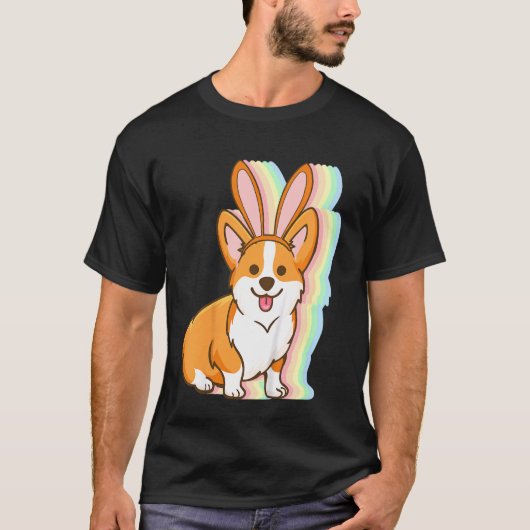 Kinder Corgi Bunny Easter Day Cute Dog Puppy B T-shirt (Voorkant)