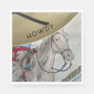 Kinder cowboy thema rijden een paard pony servet