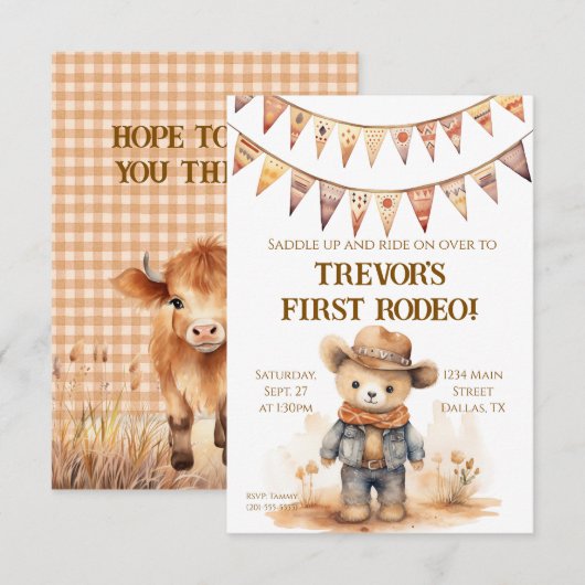 Kinder Cowboy verjaardagsfeestje Kaart (Voorkant / Achterkant)