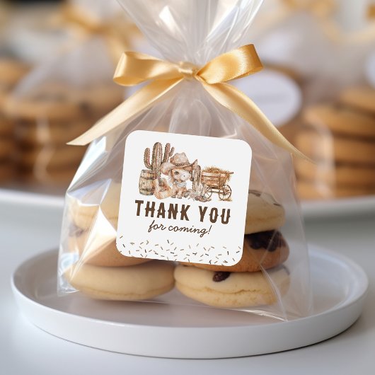 Kinder cowboy verjaardagsgunst vierkante sticker