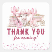 Kinder cowgirl verjaardagsgunst vierkante sticker (Voorkant)