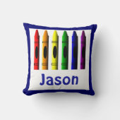 Kinder Crayons Crayon Name Room Décor Pillow Blue Kussen (Voorkant)