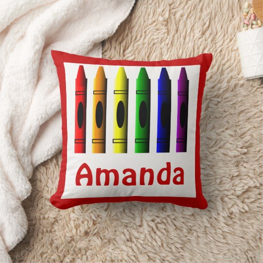 Kinder Crayons Crayon Name Room Décor Pillow Kussen (Deken)