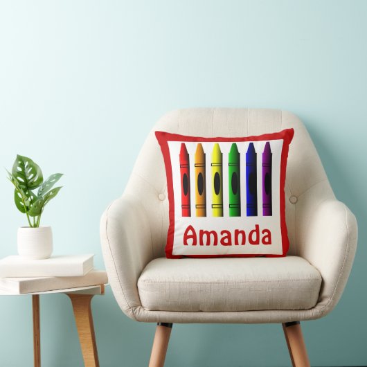 Kinder Crayons Crayon Name Room Décor Pillow Kussen (Stoel)