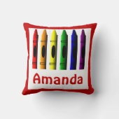 Kinder Crayons Crayon Name Room Décor Pillow Kussen (Achterkant)