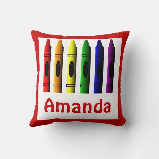 Kinder Crayons Crayon Name Room Décor Pillow Kussen (Achterkant)