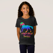 Kinder "Crazy About Horses" Tropisch Stropdas-Dye T-shirt (Voorkant volledig)