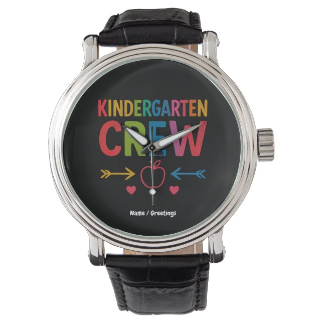 Kinder Crew Grappig Kindergarten Leuk Terug Naar S Horloge (Voorkant)