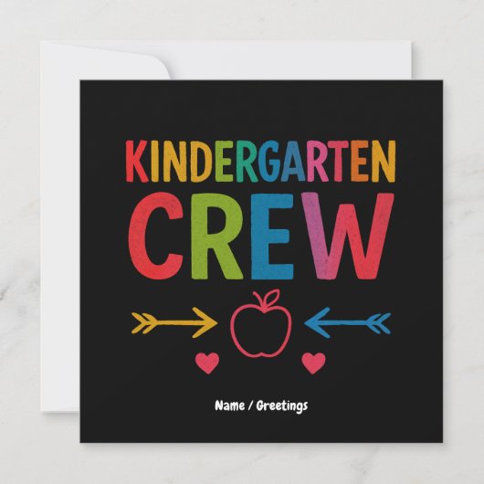 Kinder Crew Grappig Kindergarten Leuk Terug Naar S Kaart (Voorkant)