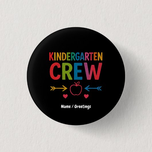 Kinder Crew Grappig Kindergarten Leuk Terug Naar S Ronde Button 3,2 Cm (Voorkant)