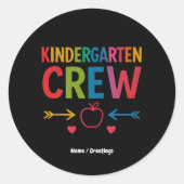 Kinder Crew Grappig Kindergarten Leuk Terug Naar S Ronde Sticker (Voorkant)