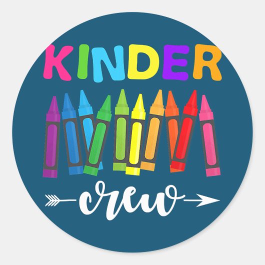 Kinder Crew Kindergarten 1 dag onderwijzer Ronde Sticker (Voorkant)