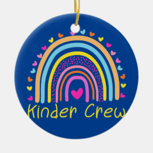 Kinder Crew Kindergarten Teacher Rainbow Heart Keramisch Ornament