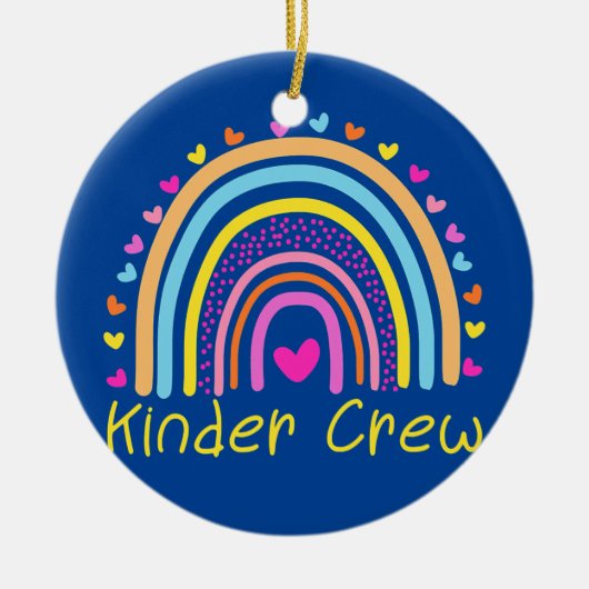 Kinder Crew Kindergarten Teacher Rainbow Heart Keramisch Ornament (Voorkant)