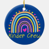 Kinder Crew Kindergarten Teacher Rainbow Heart Keramisch Ornament (Achterkant)