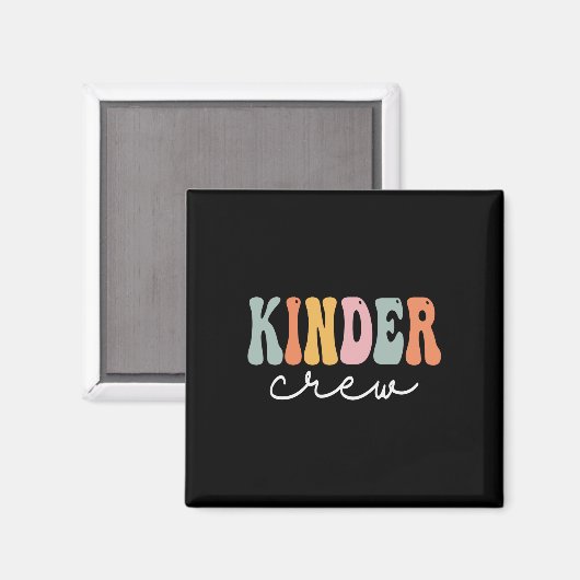 Kinder Crew Retro Groovy  Happy First Day O Magneet (Voorkant / Achterkant)