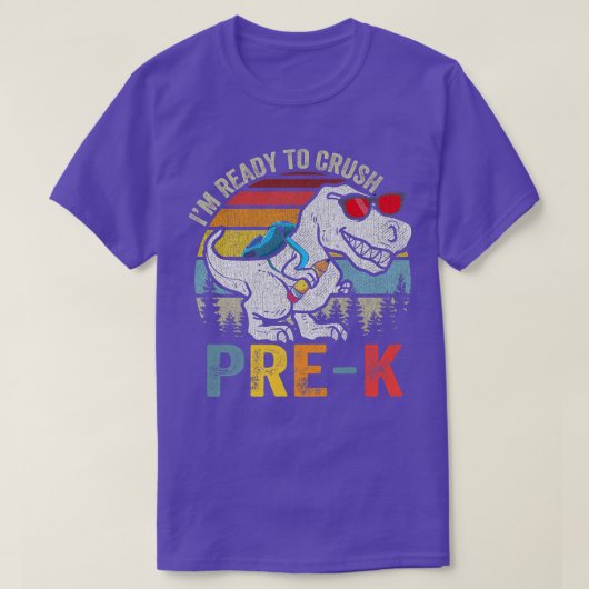 Kinder Crush Pre-K Dinosaur Monster Truck Terug na T-shirt (Design voorkant)
