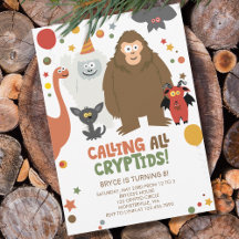 Kinder Cryptid verjaardagsuitnodiging
