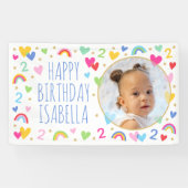 Kinder Custom Age Verjaardag Schattige Regenboog H Spandoek (Horizontaal)