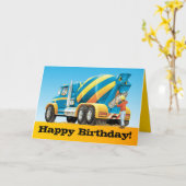 Kinder Custom Concrete Mixer Truck Happy Birthday Kaart (Gele Bloem)