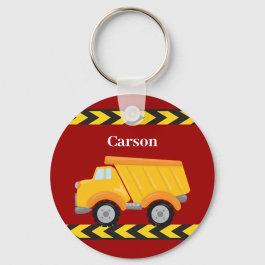 Kinder Custom Red Dump Truck Boys Sleutelhanger (Voorkant)