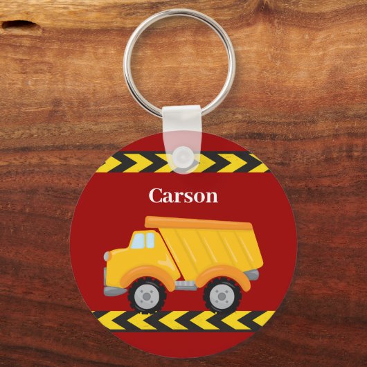 Kinder Custom Red Dump Truck Boys Sleutelhanger (Voorkant)
