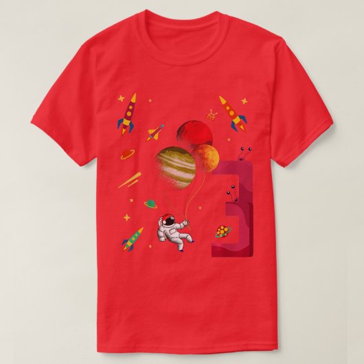 Kinder Cute 3rd Birthday 3 jaar oude oddler Spacem T-shirt (Design voorkant)