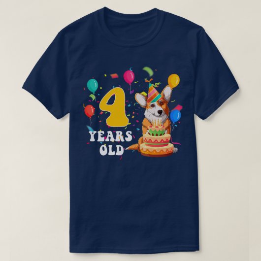 Kinder Cute 4 jaar oud Corgi Hondenliefhebber 4e v T-shirt (Design voorkant)