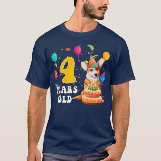 Kinder Cute 4 jaar oud Corgi Hondenliefhebber 4e v T-shirt