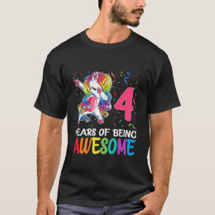 Kinder Cute 4 jaar oude Unicorn Dabbing 4th Birthd T-shirt