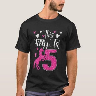 Kinder Cute 5th Birthday Party Horse Girl T-shirt