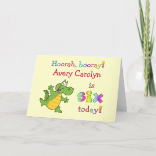 Kinder Cute 6th Birthday Personalize for Girl or B Kaart